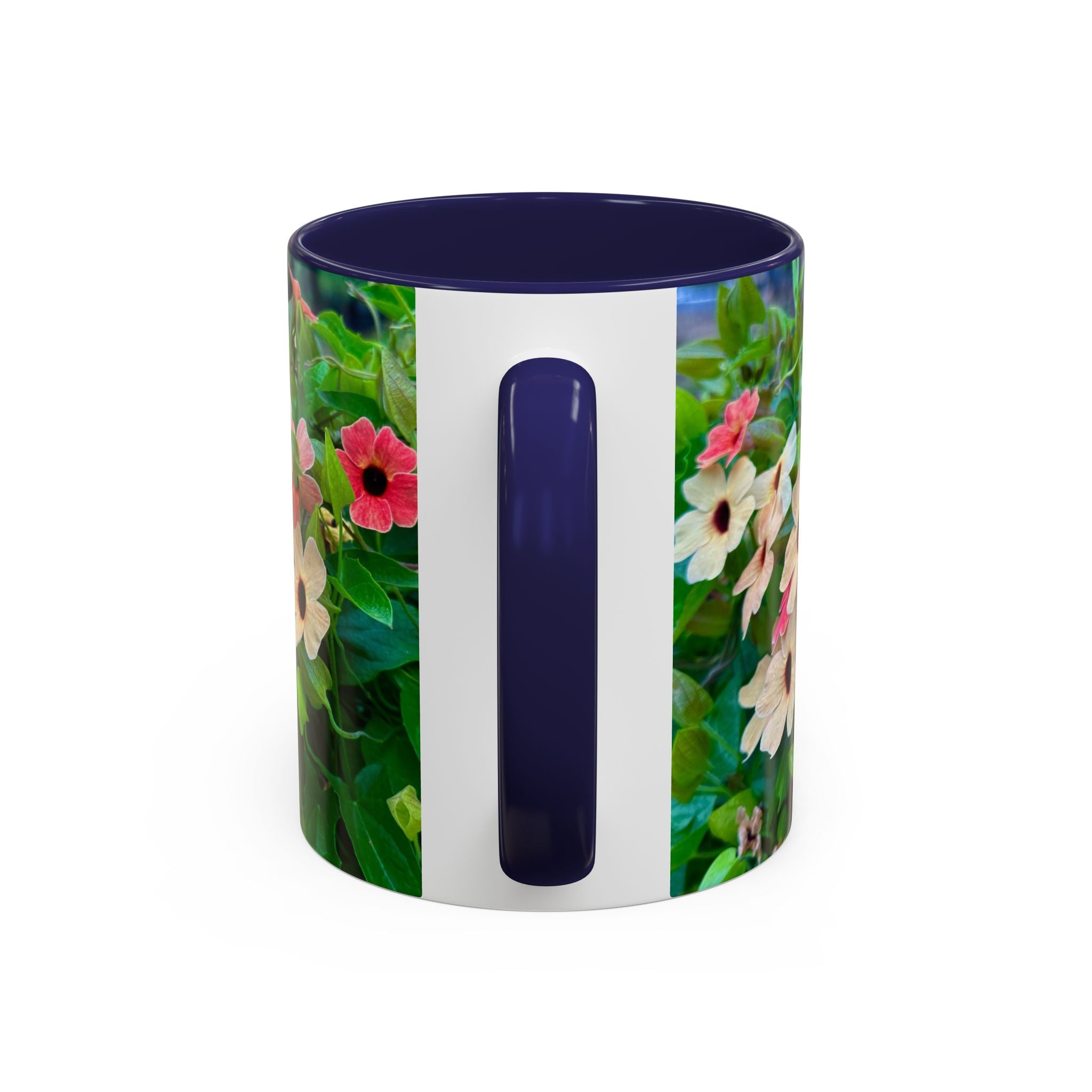 Floral Vinca Accent Coffee Mug — Pink & White Petunia Garden Design (11/15oz)