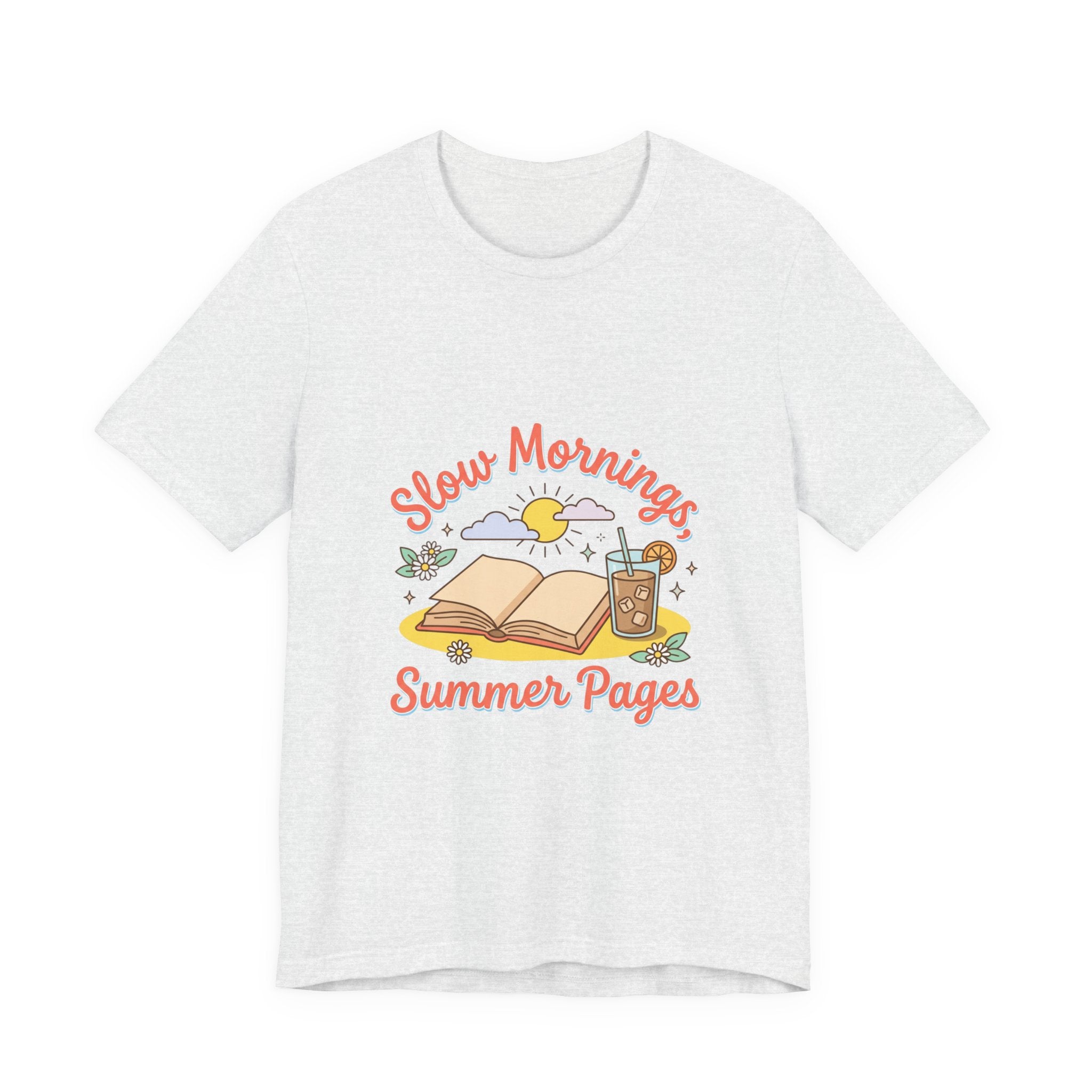 Slow Mornings Summer Pages Tee — Pastel Coastal Summer Shirt