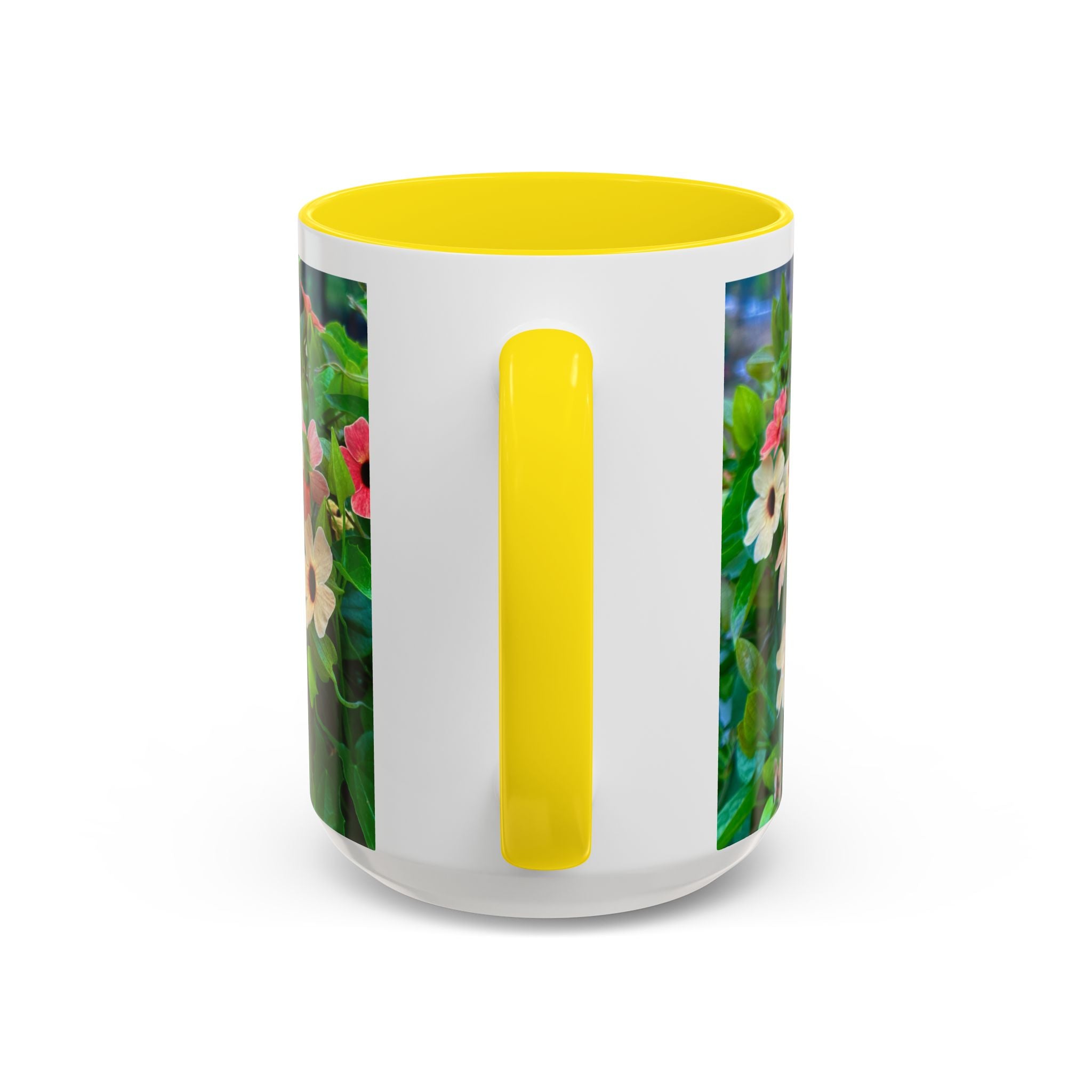 Floral Vinca Accent Coffee Mug — Pink & White Petunia Garden Design (11/15oz)