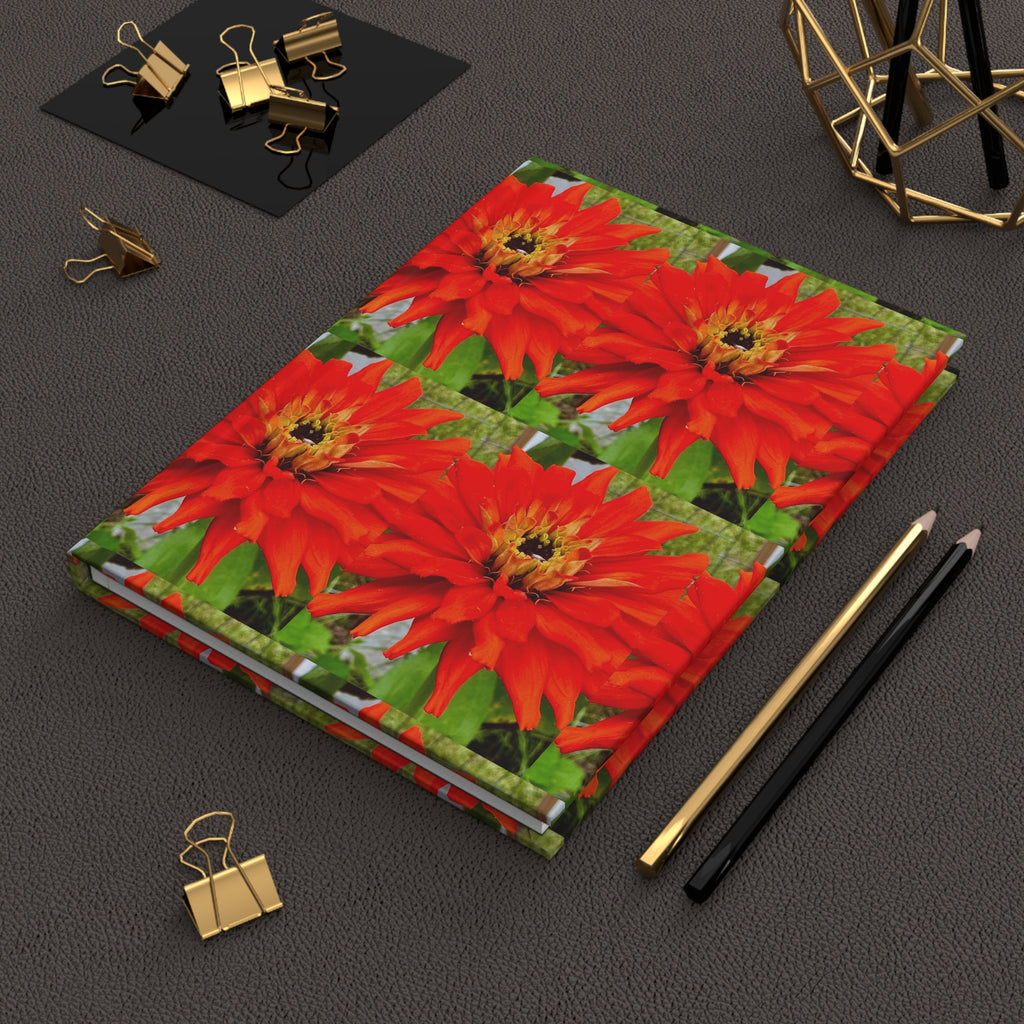 Red Dahlia Hardcover Journal — Floral Notebook for Gardeners & Nature Lovers