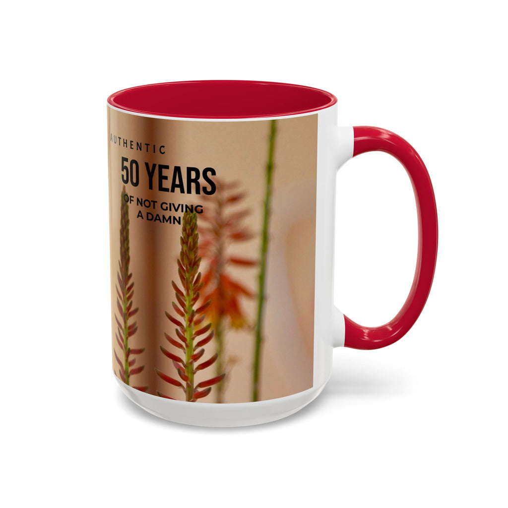 50 Years of Not Giving a Damn Mug — Vintage Floral Hummingbird Coffee Cup (11oz, 15oz)