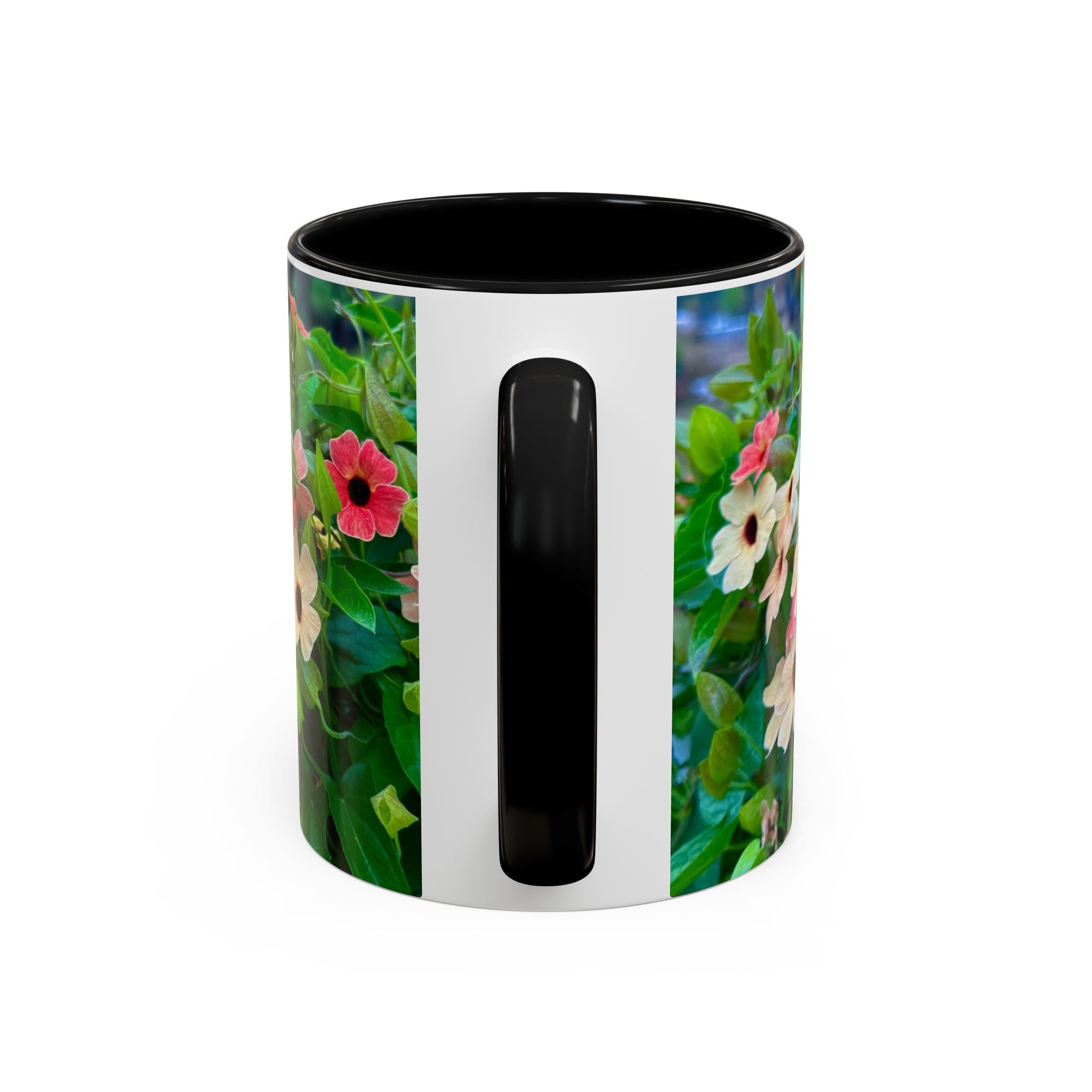 Floral Vinca Accent Coffee Mug — Pink & White Petunia Garden Design (11/15oz)