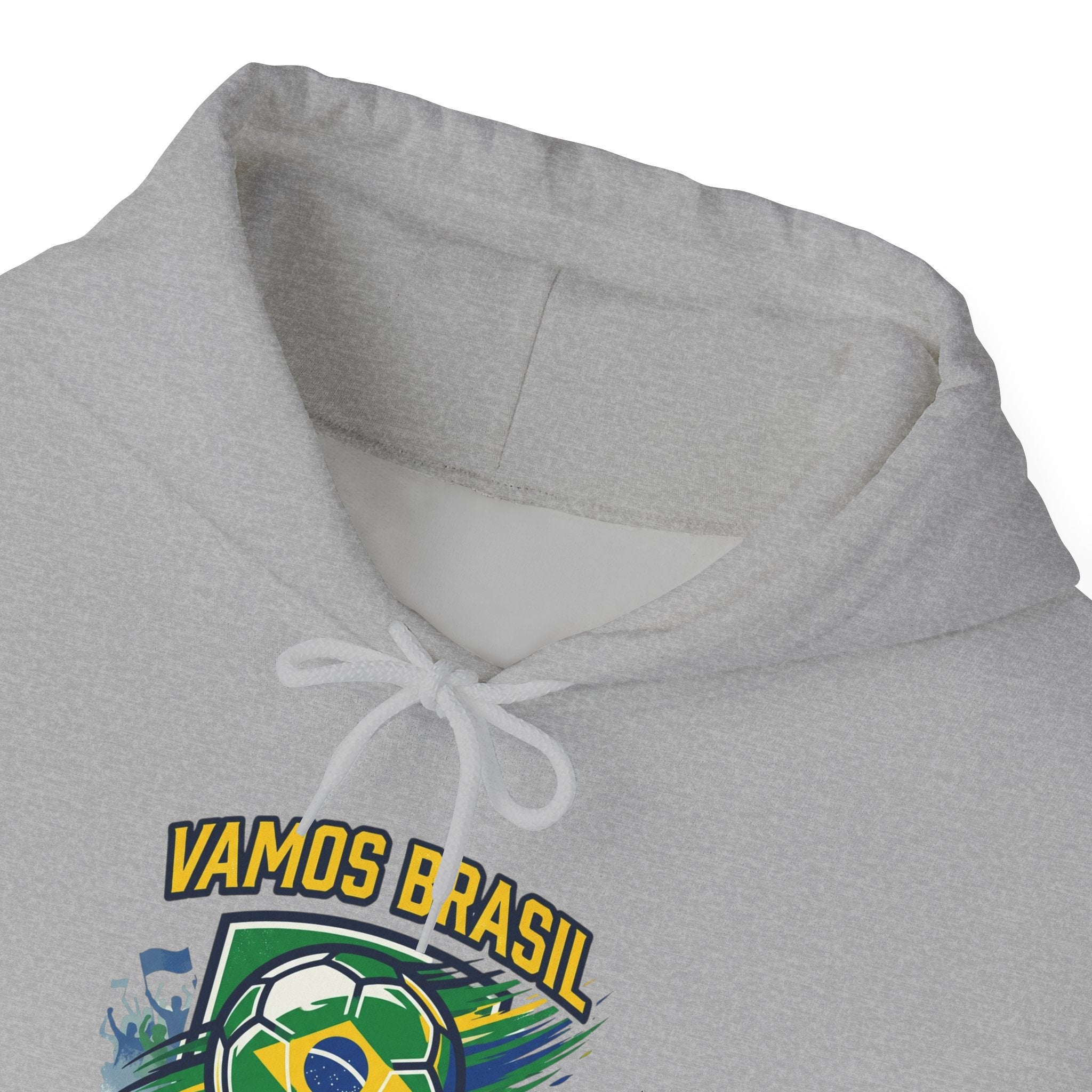 VAMOS BRASIL Retro Soccer Crest Hoodie — Brazil Flag Country Pride
