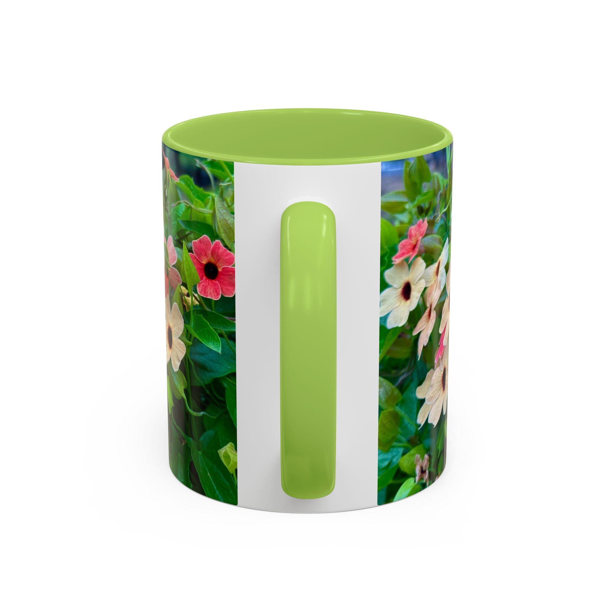 Floral Vinca Accent Coffee Mug — Pink & White Petunia Garden Design (11/15oz)