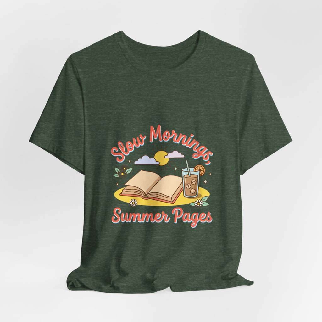 Slow Mornings Summer Pages Tee — Pastel Coastal Summer Shirt