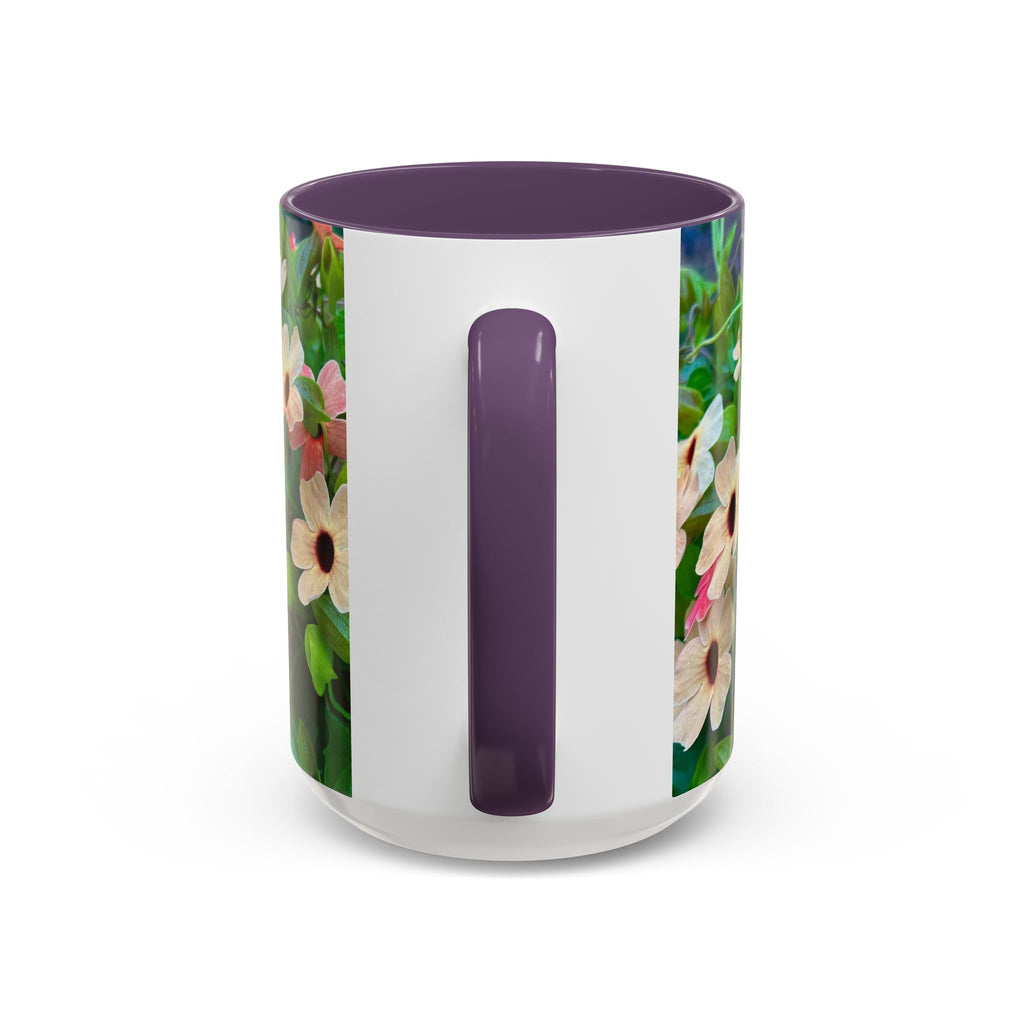 Floral Vinca Accent Coffee Mug — Pink & White Petunia Garden Design (11/15oz)