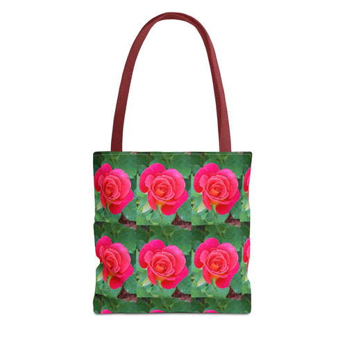 Floral Rose Pattern Tote Bag – Pink Rose All-Over Print Canvas Tote