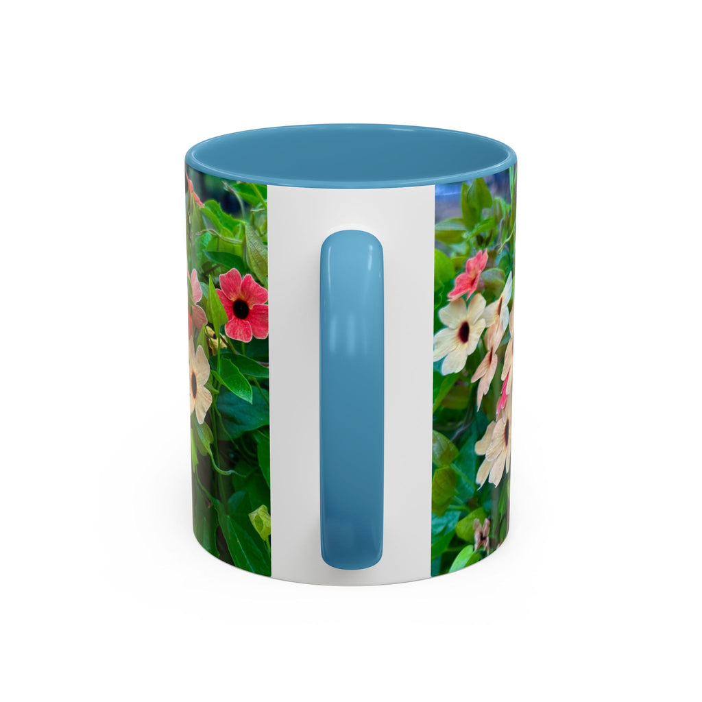 Floral Vinca Accent Coffee Mug — Pink & White Petunia Garden Design (11/15oz)
