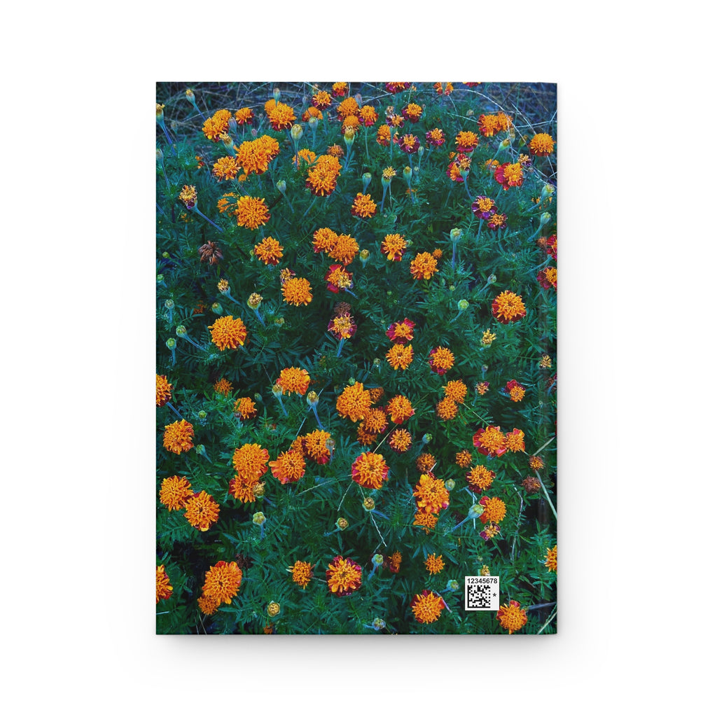 Hardcover Journal — Vibrant Orange Marigold Floral Notebook