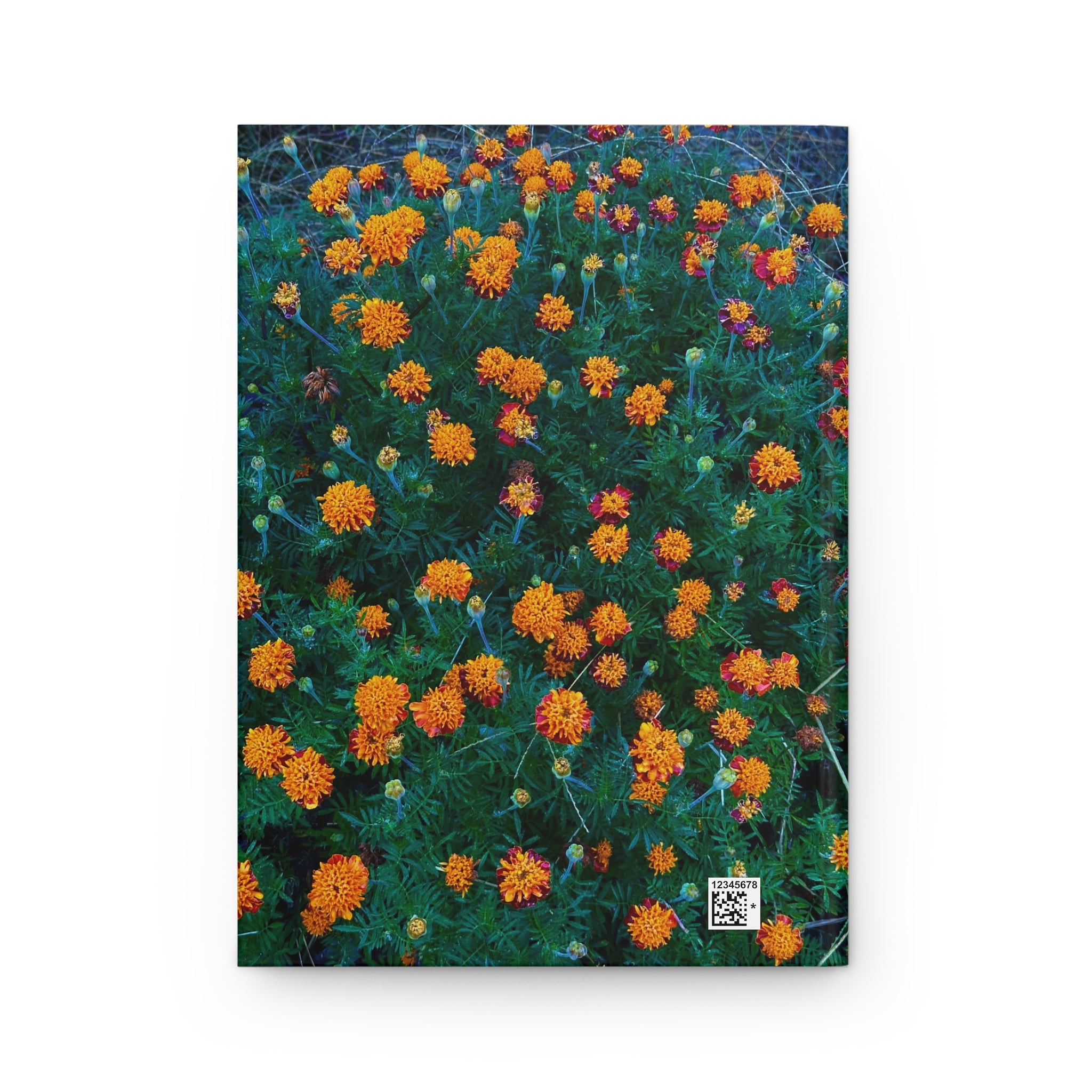 Hardcover Journal — Vibrant Orange Marigold Floral Notebook