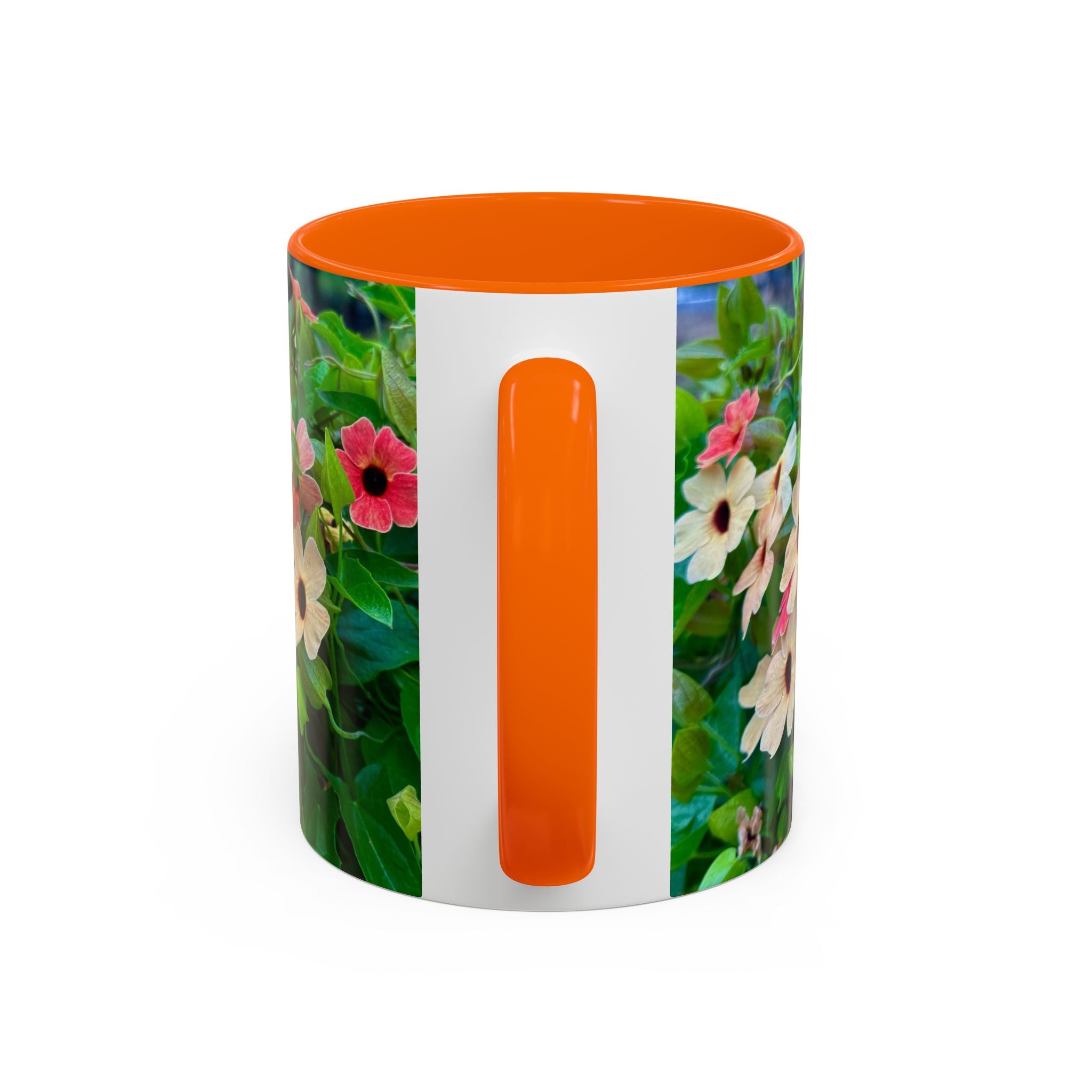 Floral Vinca Accent Coffee Mug — Pink & White Petunia Garden Design (11/15oz)