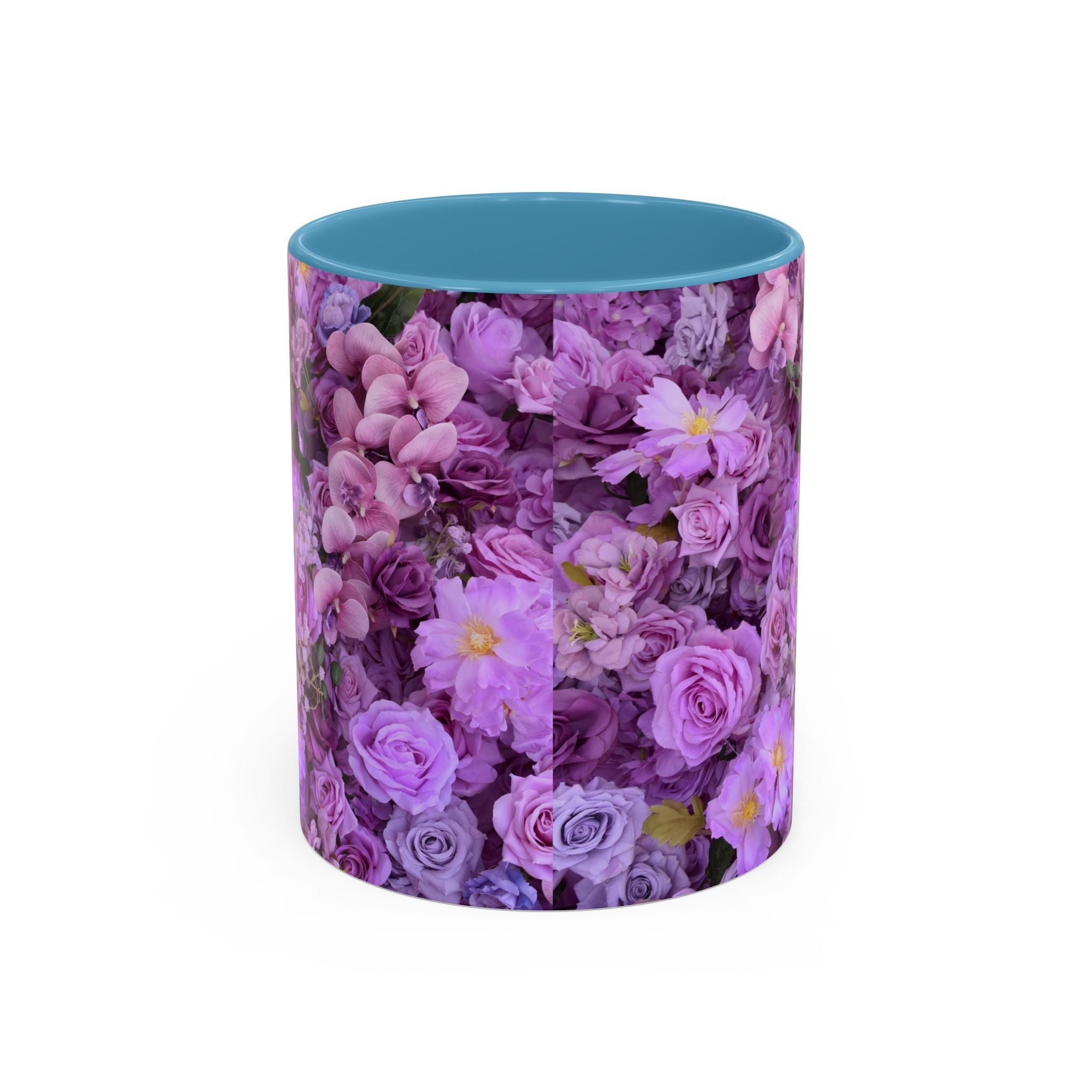 Purple Floral Accent Coffee Mug - Lavender Rose Bouquet (11oz & 15oz)