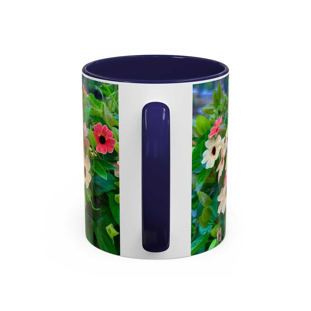 Floral Vinca Accent Coffee Mug — Pink & White Petunia Garden Design (11/15oz)
