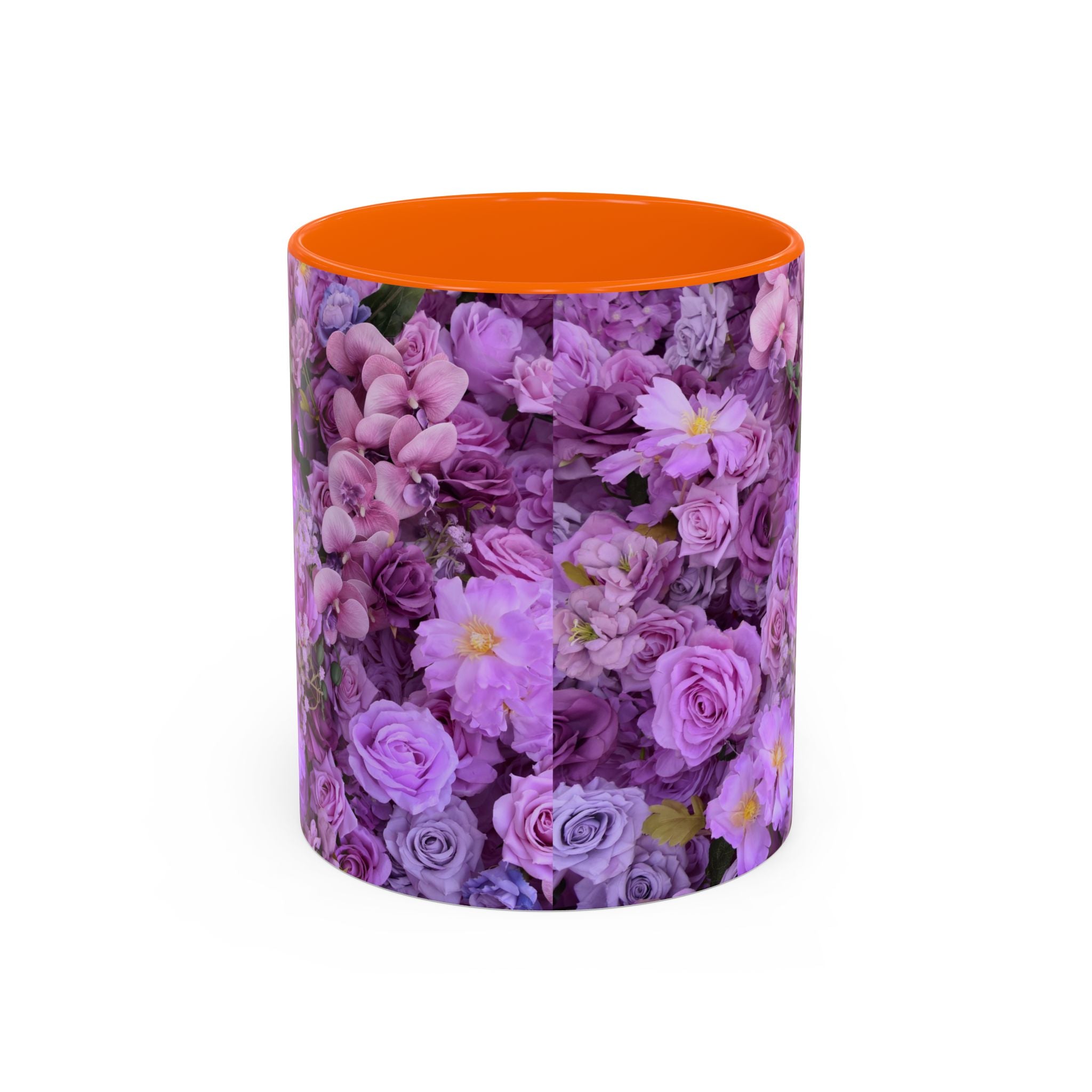 Purple Floral Accent Coffee Mug - Lavender Rose Bouquet (11oz & 15oz)