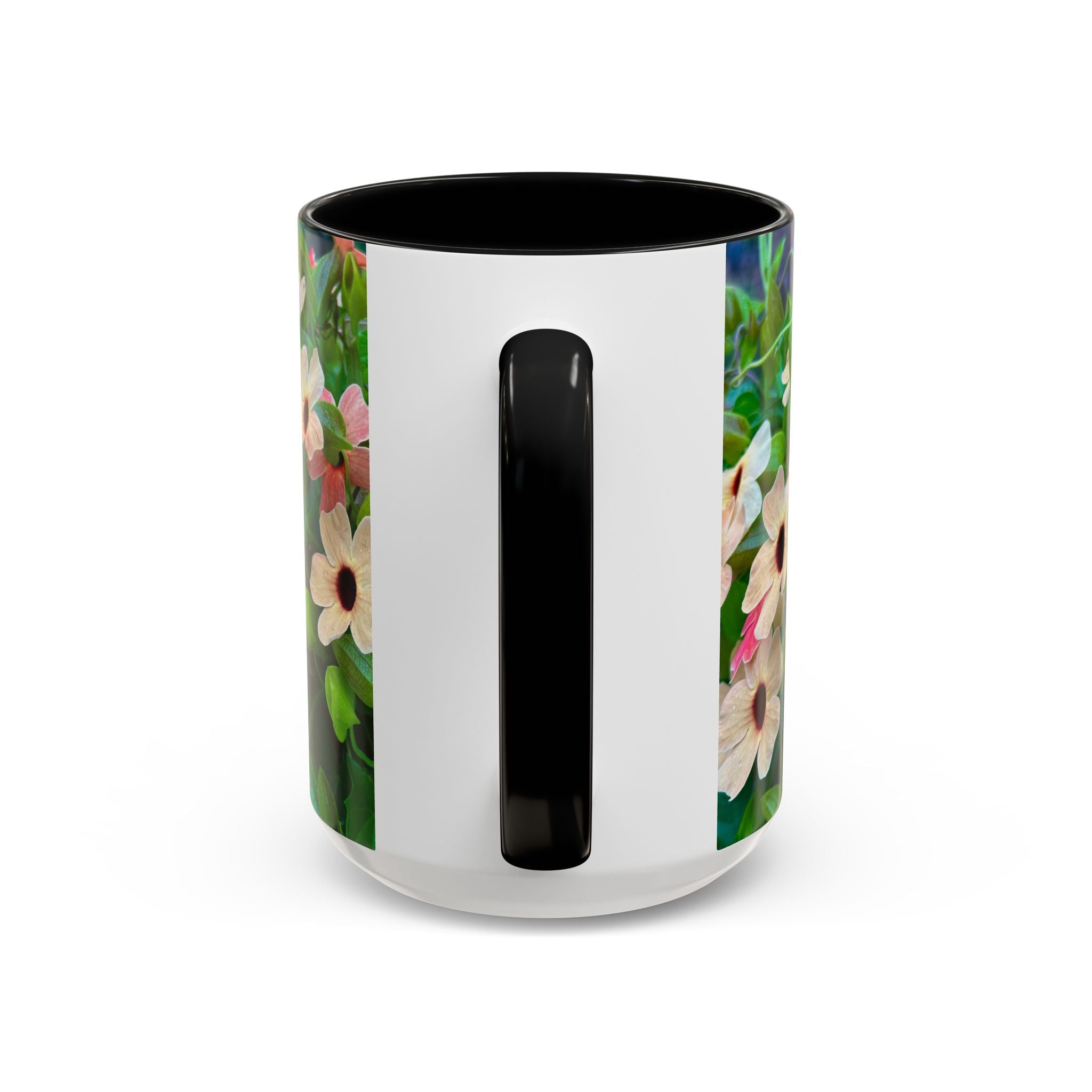 Floral Vinca Accent Coffee Mug — Pink & White Petunia Garden Design (11/15oz)