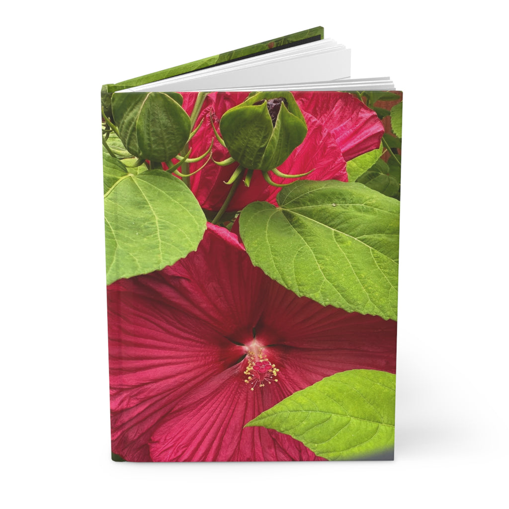 Floral Hibiscus Hardcover Journal — Bold Red Bloom Notebook
