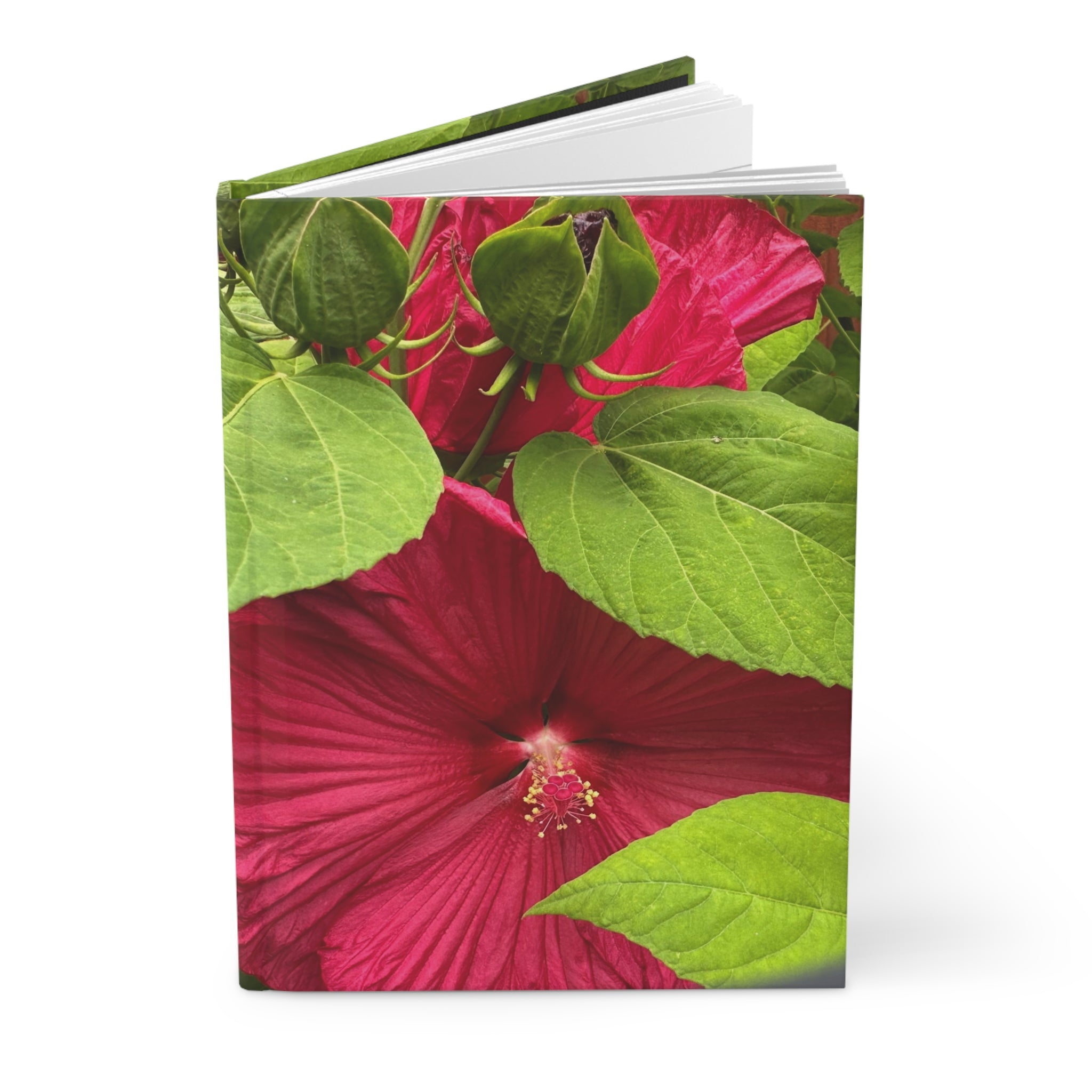 Floral Hibiscus Hardcover Journal — Bold Red Bloom Notebook