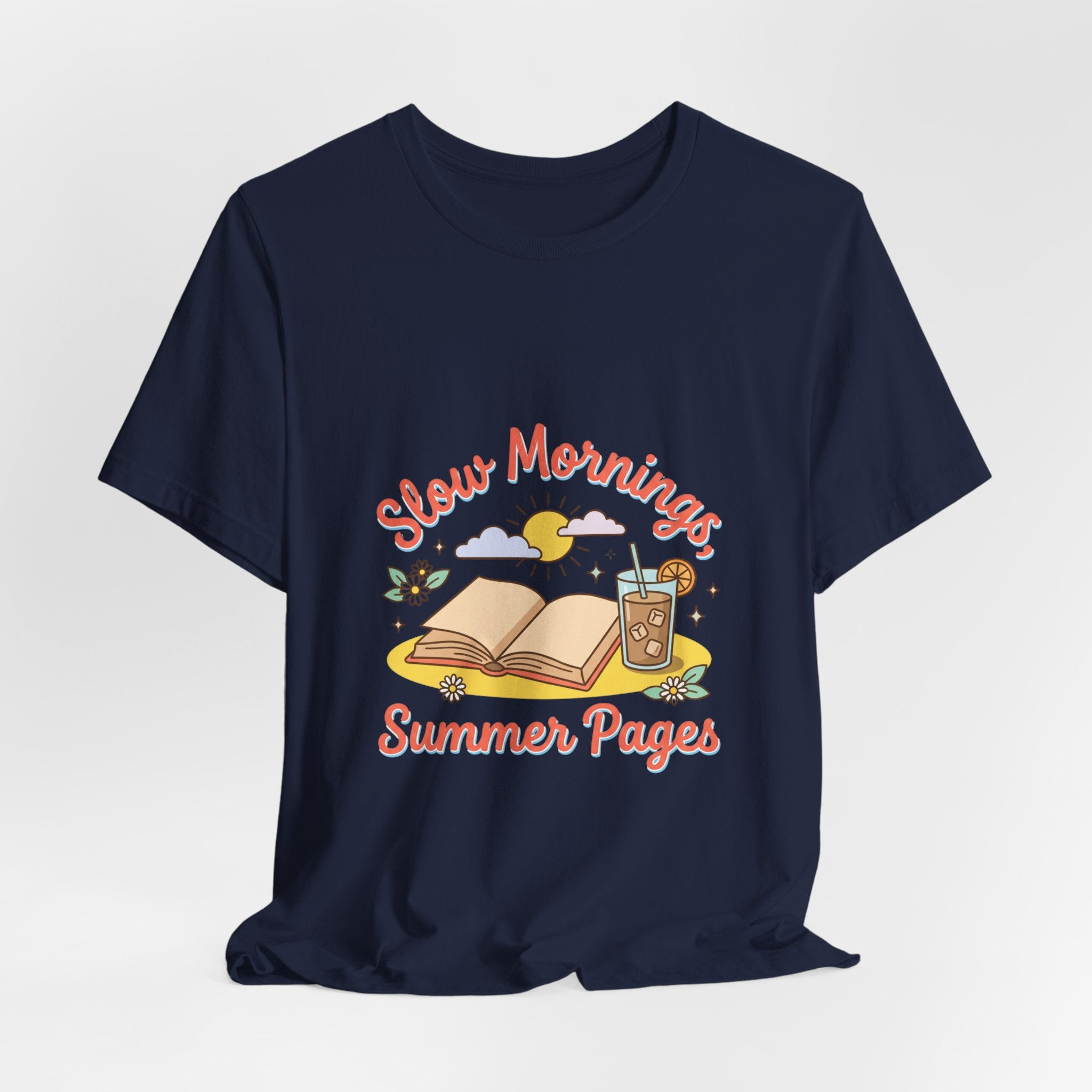 Slow Mornings Summer Pages Tee — Pastel Coastal Summer Shirt