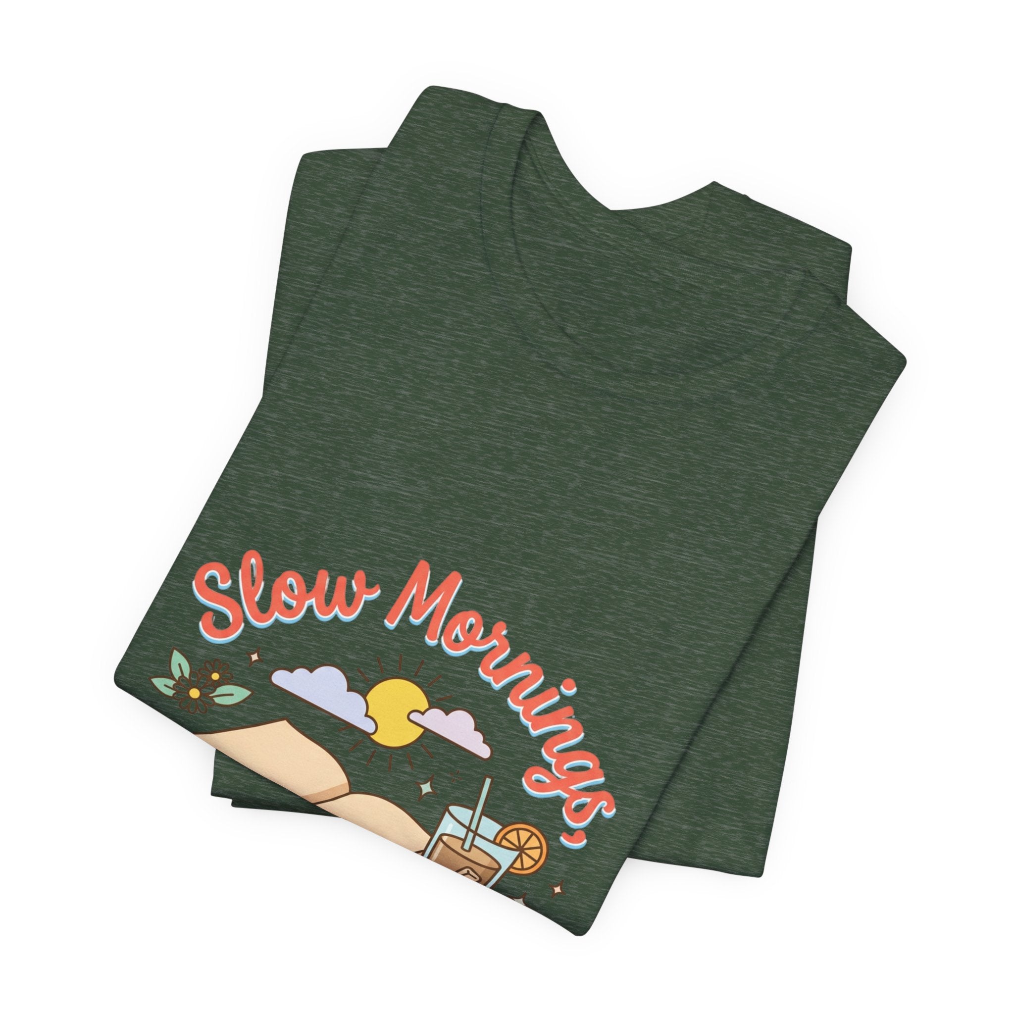 Slow Mornings Summer Pages Tee — Pastel Coastal Summer Shirt