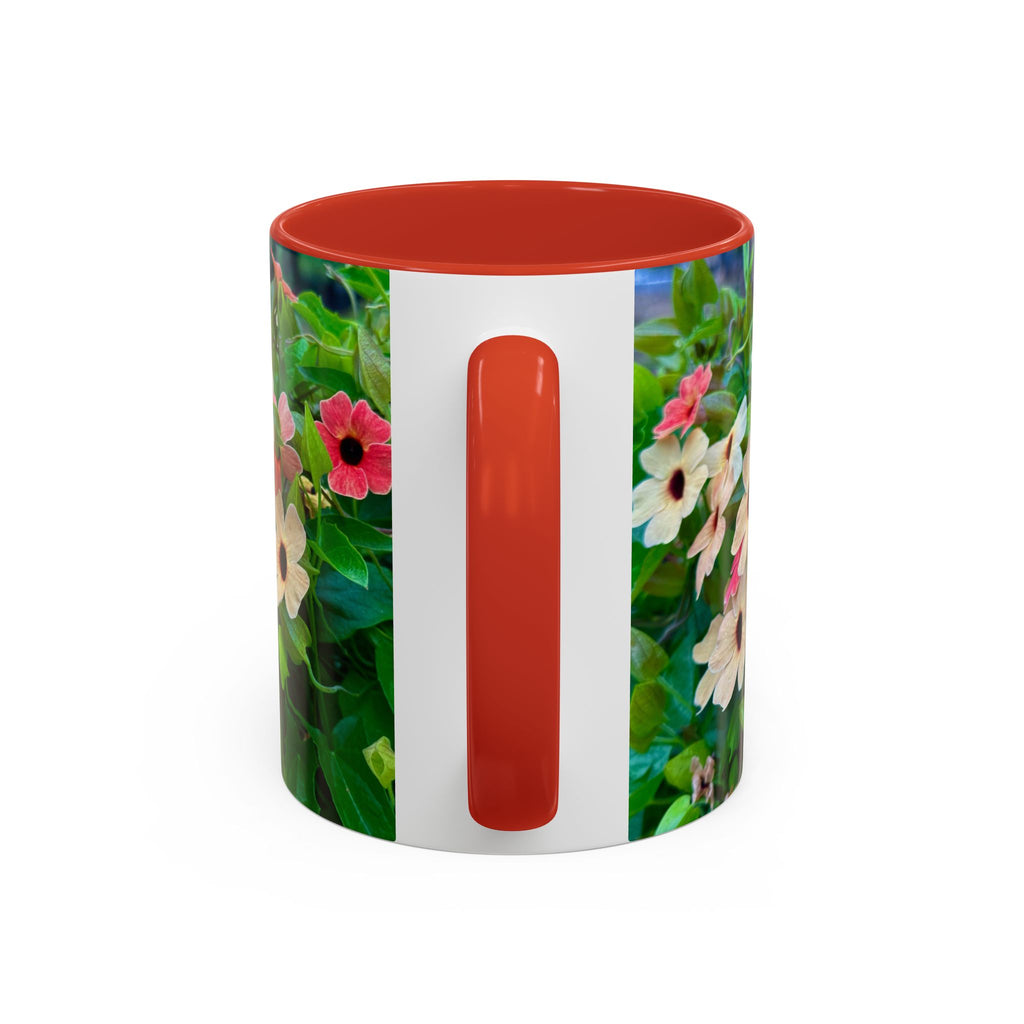 Floral Vinca Accent Coffee Mug — Pink & White Petunia Garden Design (11/15oz)