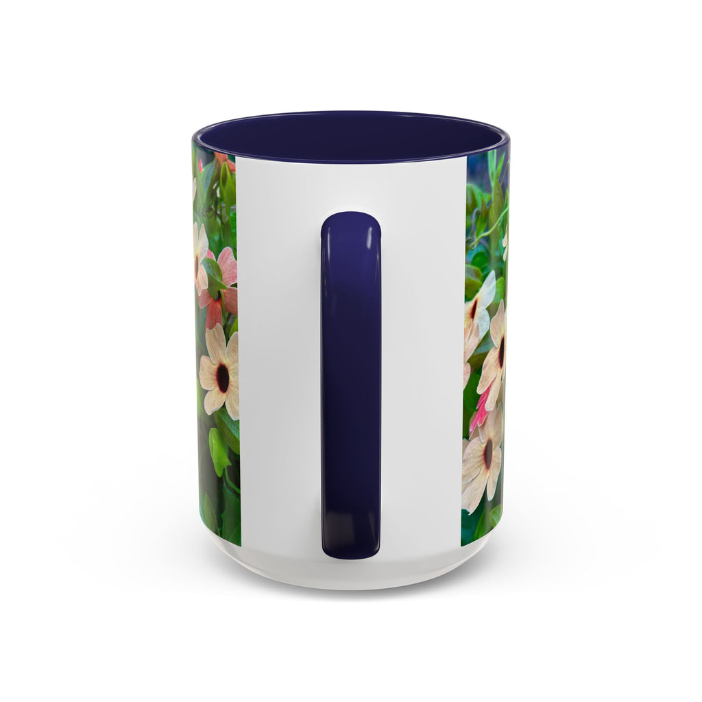 Floral Vinca Accent Coffee Mug — Pink & White Petunia Garden Design (11/15oz)