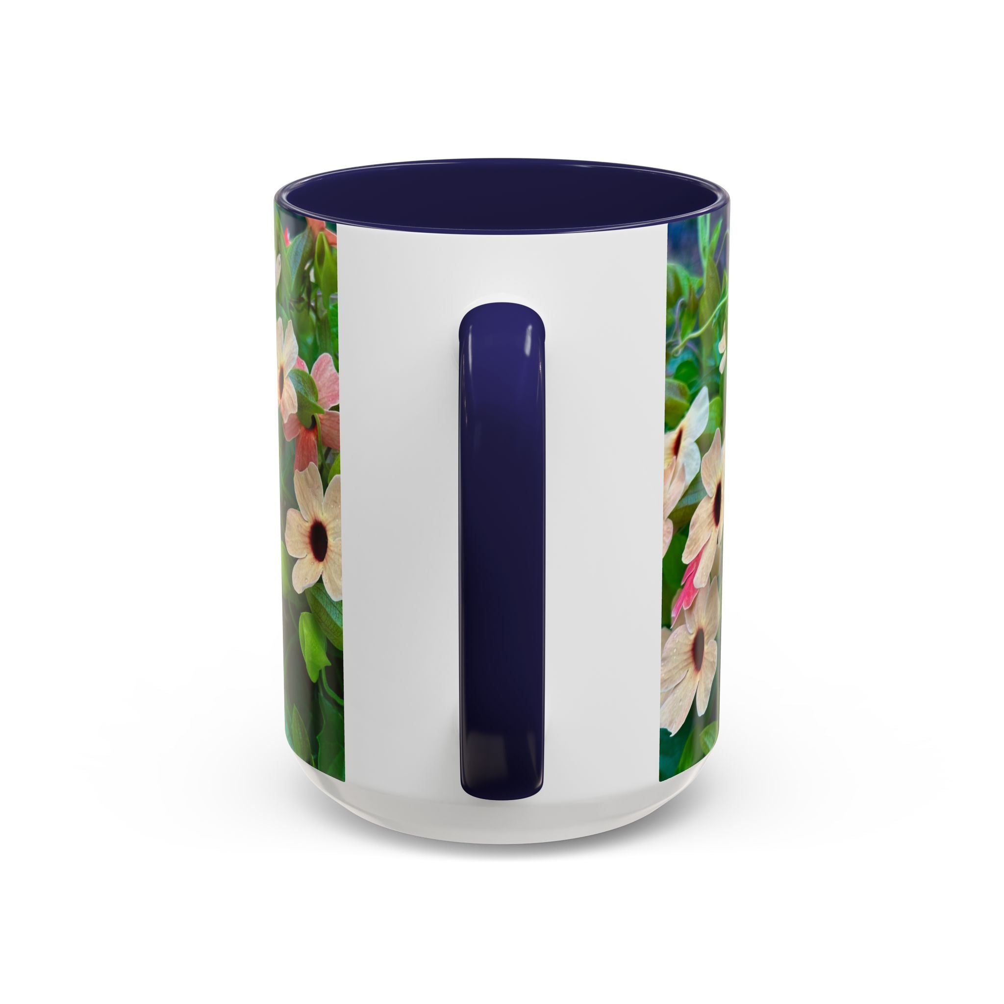Floral Vinca Accent Coffee Mug — Pink & White Petunia Garden Design (11/15oz)
