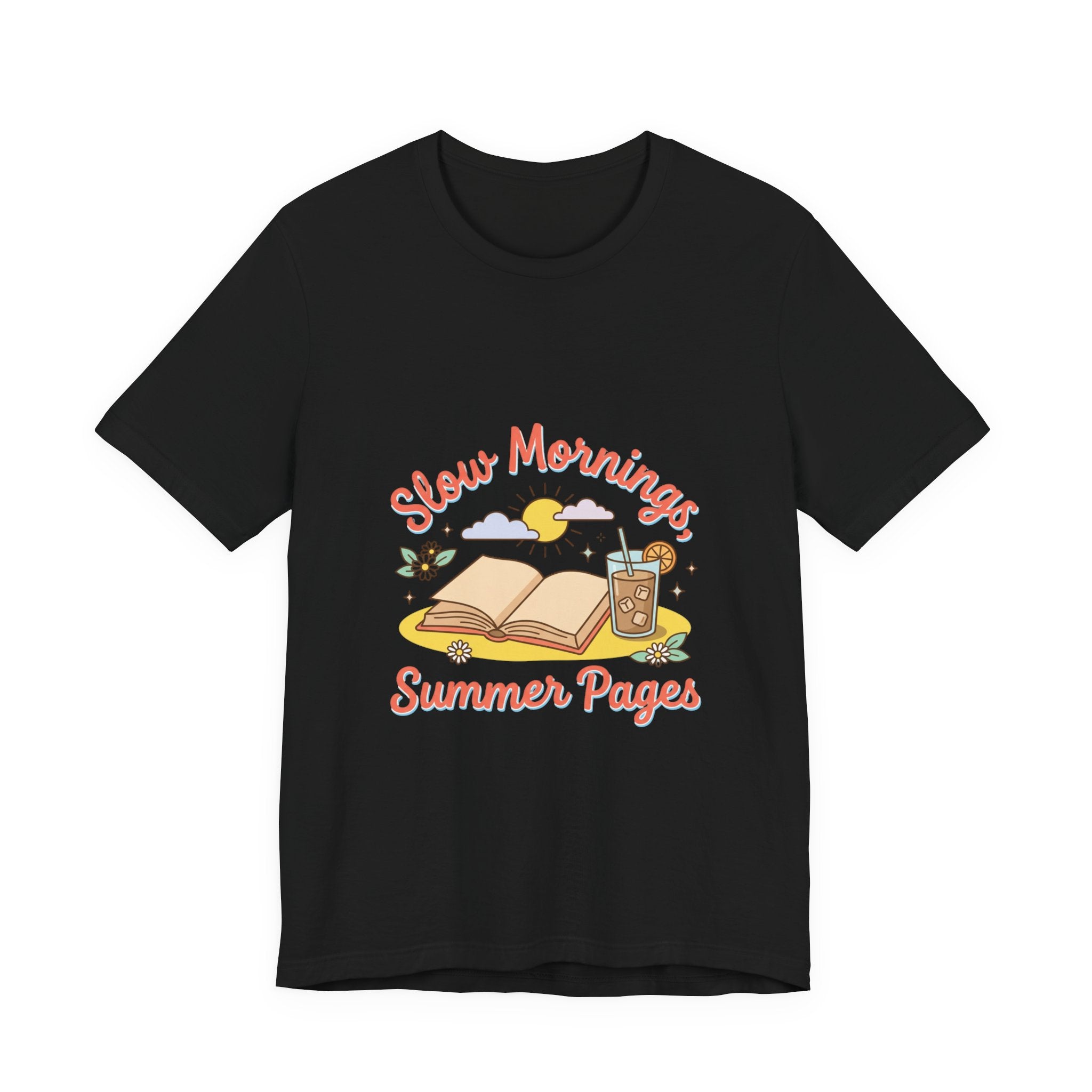 Slow Mornings Summer Pages Tee — Pastel Coastal Summer Shirt
