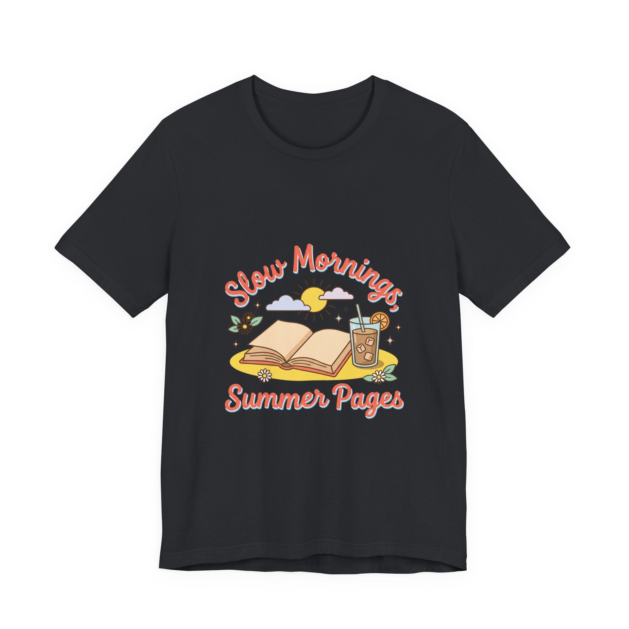 Slow Mornings Summer Pages Tee — Pastel Coastal Summer Shirt