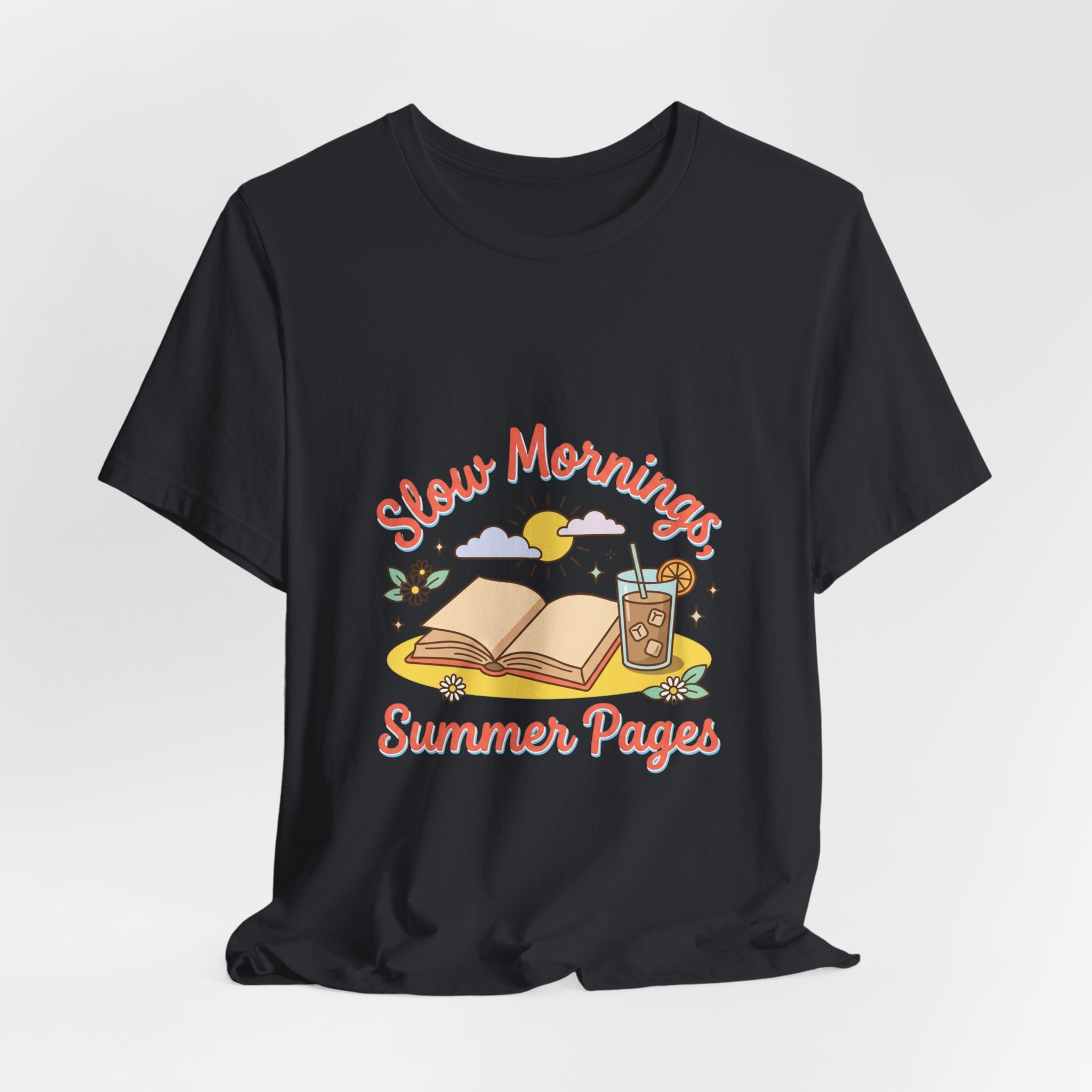 Slow Mornings Summer Pages Tee — Pastel Coastal Summer Shirt
