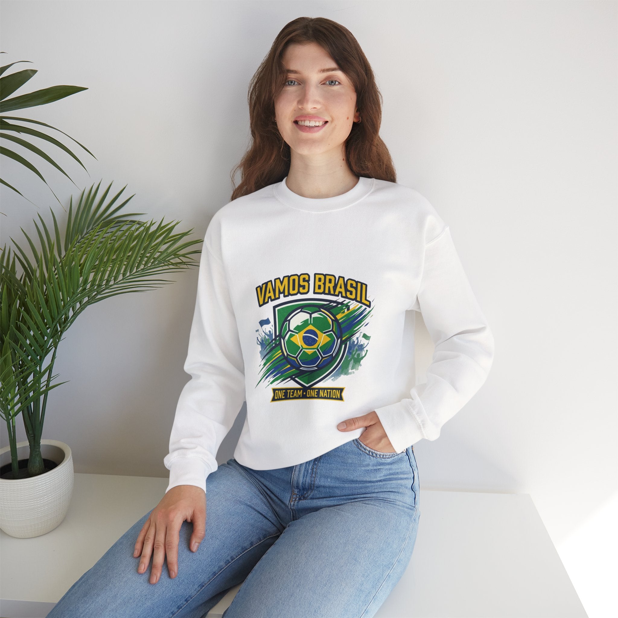 Vamos Brasil Crewneck Sweatshirt | Soccer Championship, Country Pride