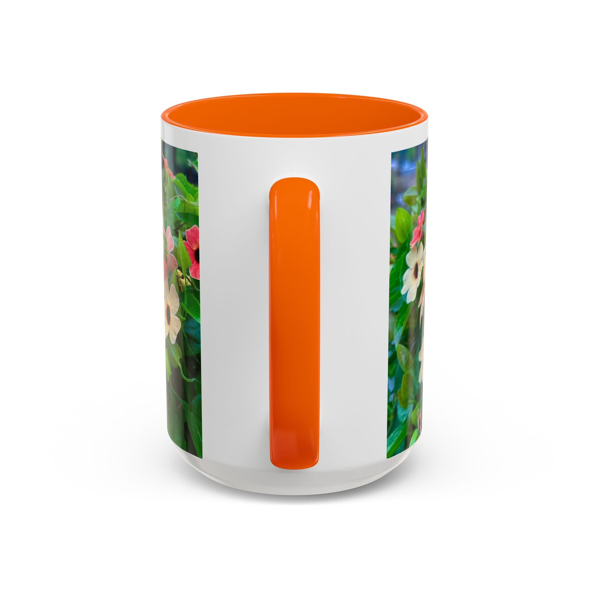 Floral Vinca Accent Coffee Mug — Pink & White Petunia Garden Design (11/15oz)