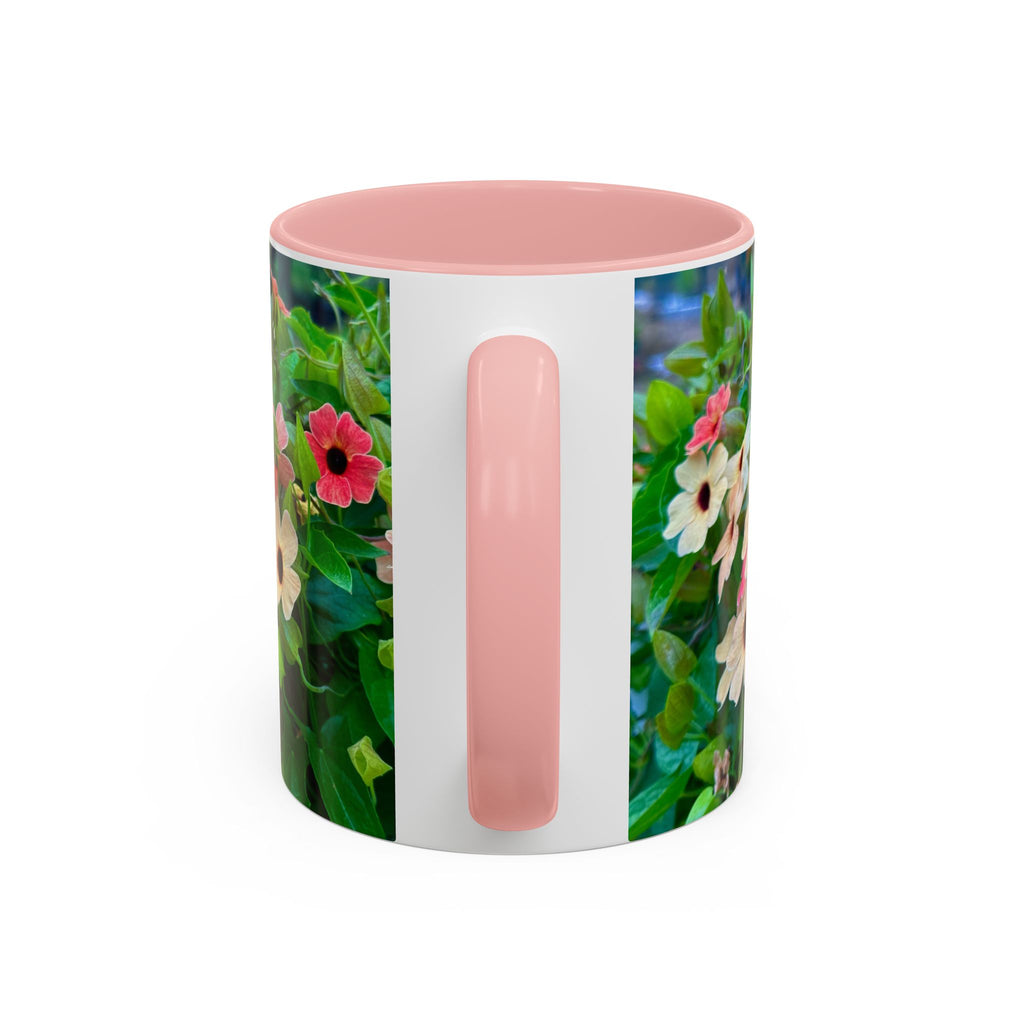 Floral Vinca Accent Coffee Mug — Pink & White Petunia Garden Design (11/15oz)
