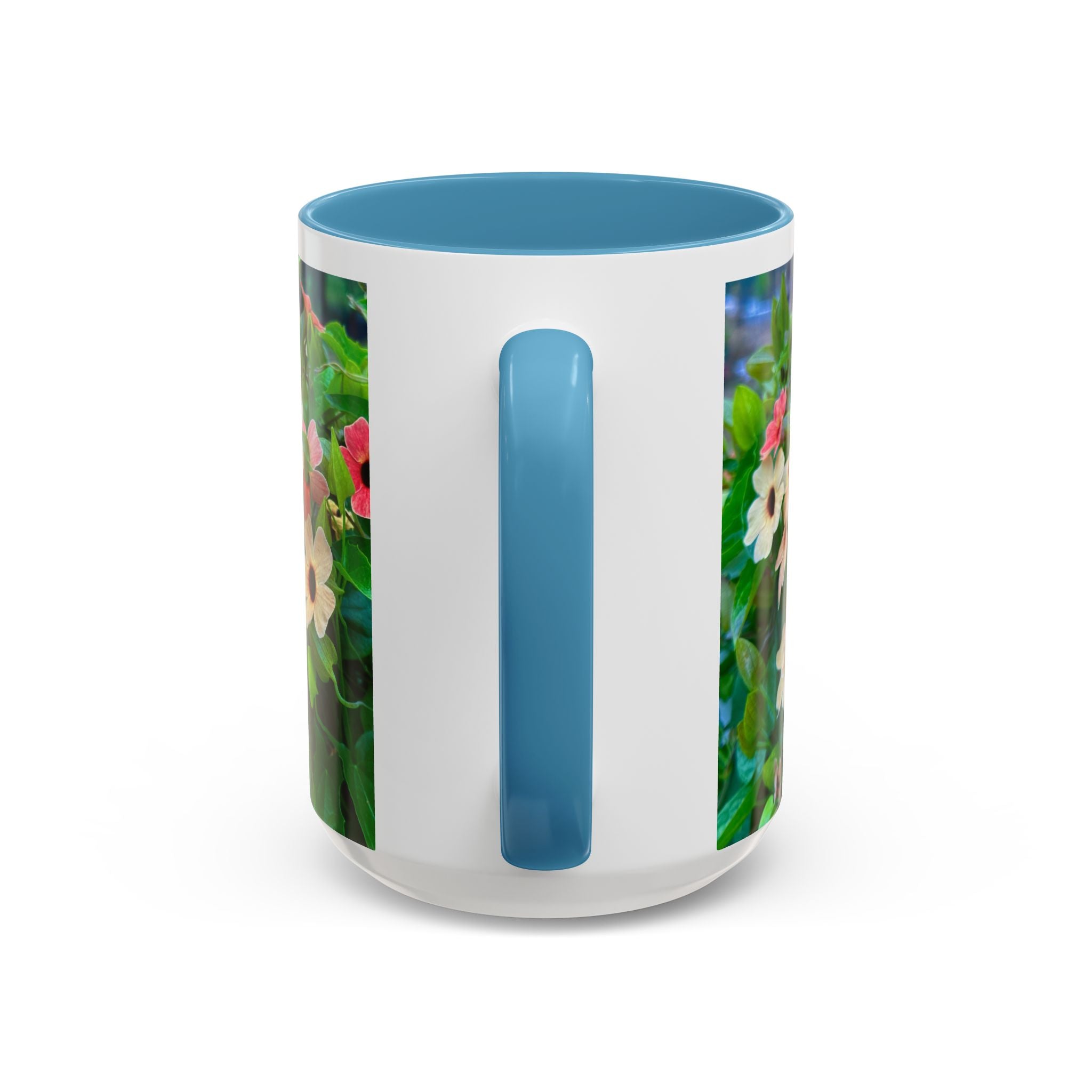 Floral Vinca Accent Coffee Mug — Pink & White Petunia Garden Design (11/15oz)