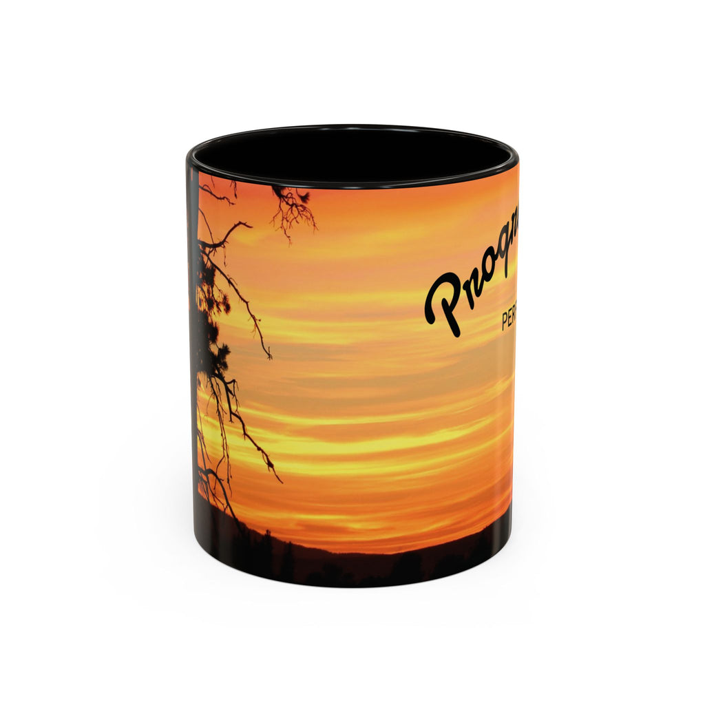 Progress Over Perfection Sunset Mug — Rural NE Oregon Motivational Coffee Cup (11oz/15oz)