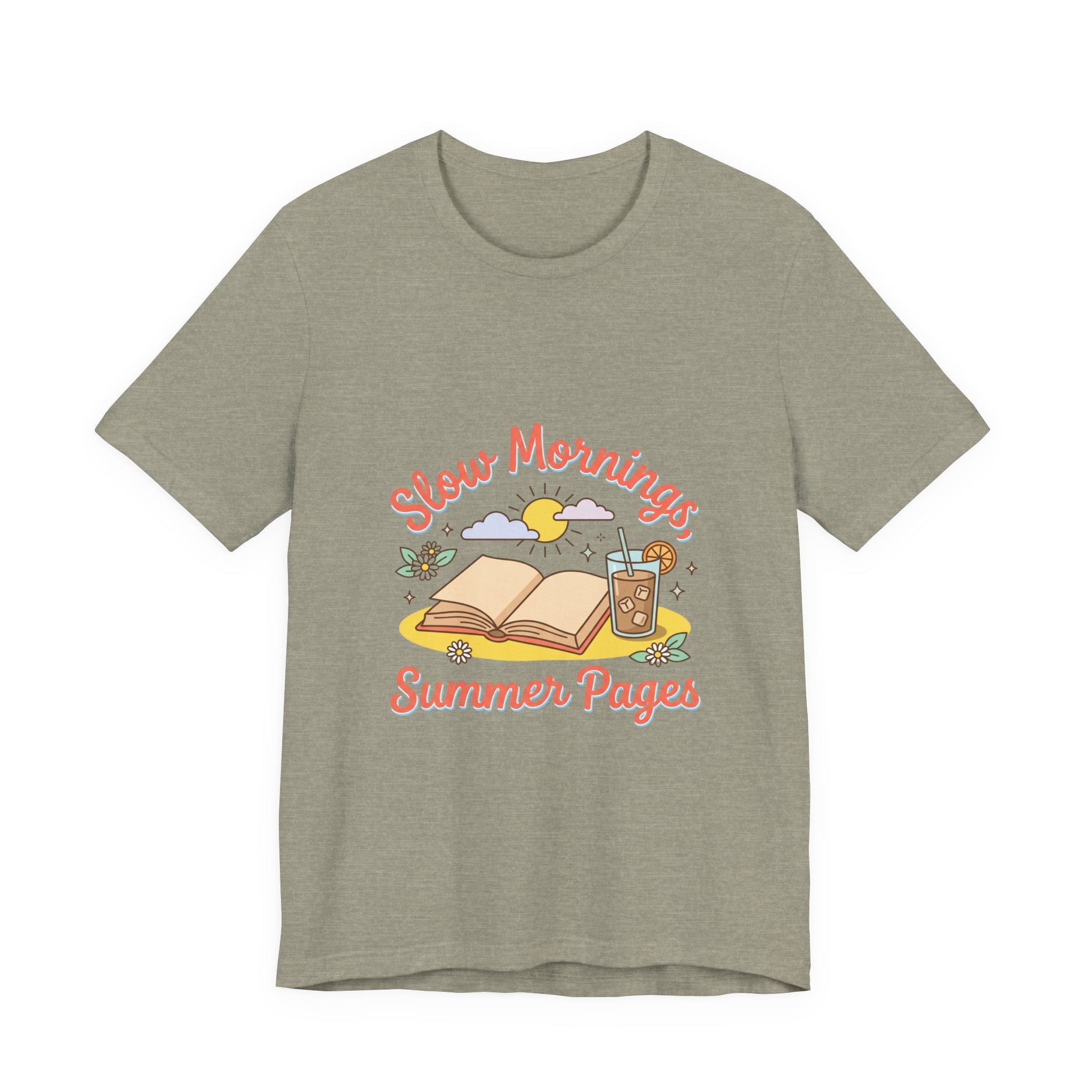 Slow Mornings Summer Pages Tee — Pastel Coastal Summer Shirt