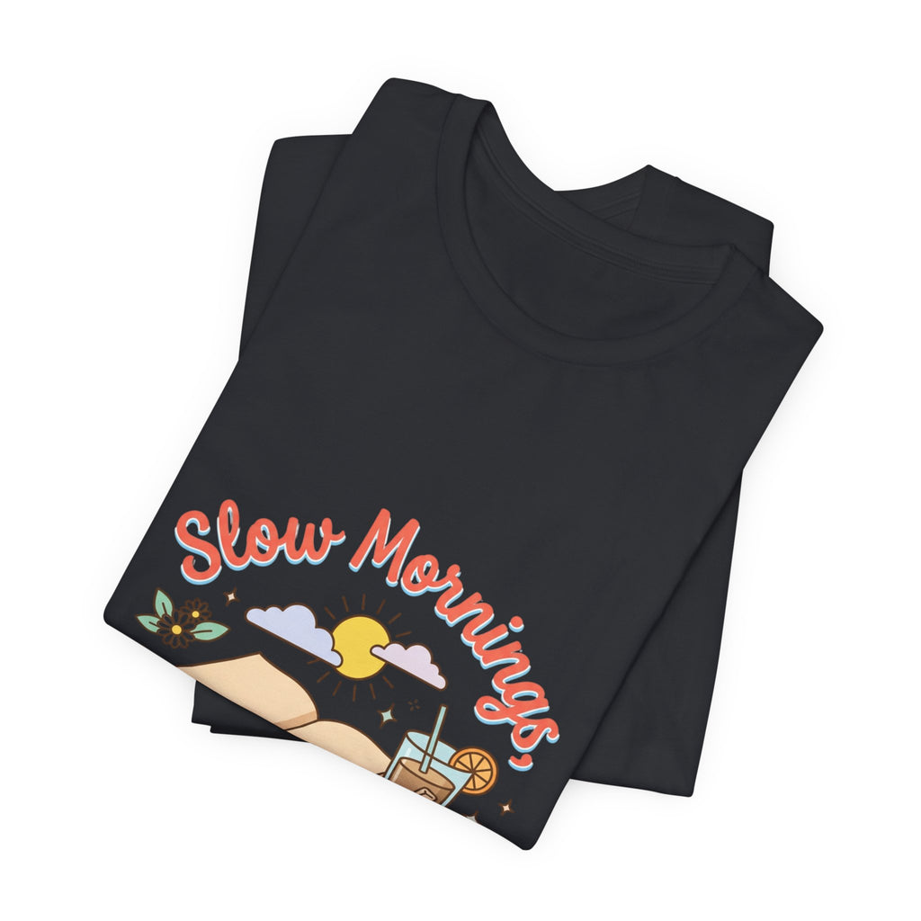 Slow Mornings Summer Pages Tee — Pastel Coastal Summer Shirt