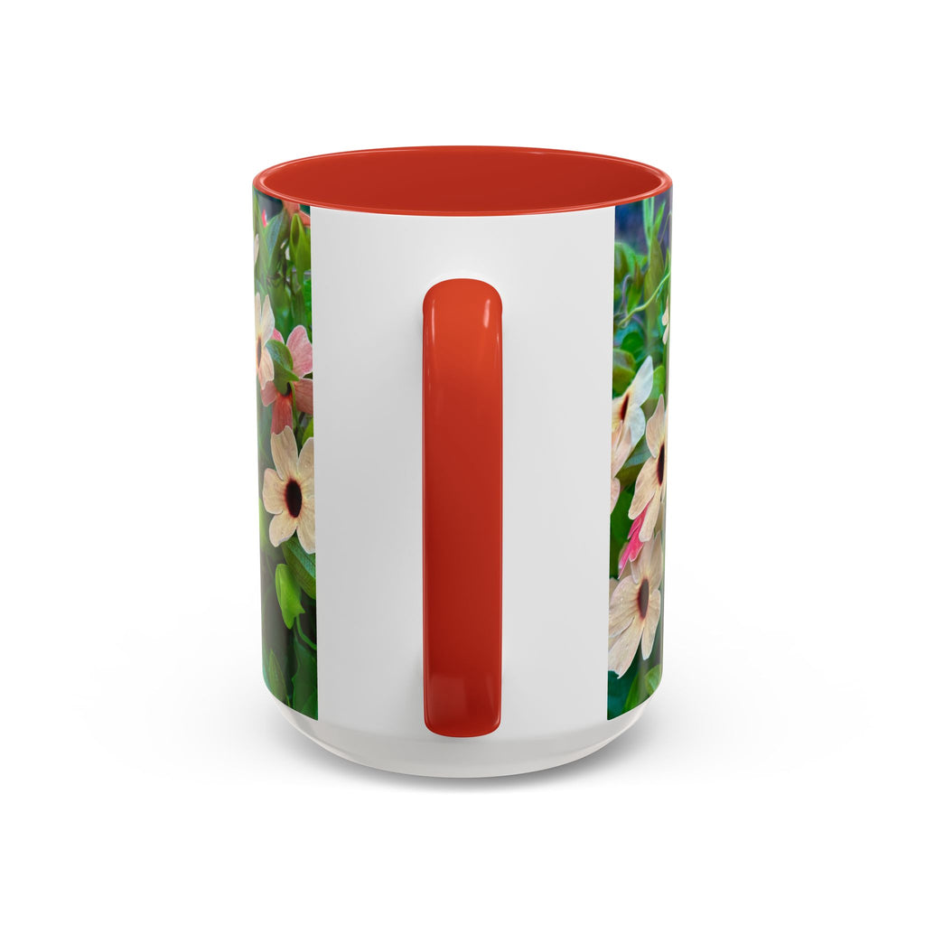 Floral Vinca Accent Coffee Mug — Pink & White Petunia Garden Design (11/15oz)